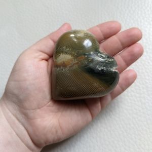 Chonky Sea/ Ocean Jasper Puffy Heart Carving Palm Stone